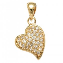 Pendentif Coeur Plaqué or 18 carats et Oxydes de Zirconium