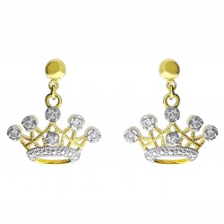 Boucles d'oreilles Couronne Plaqué Or 18 carats et Oxydes Zirconium