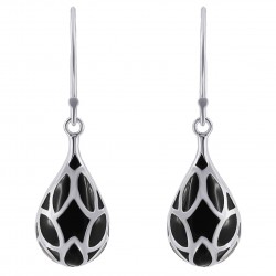 Boucles d'oreilles en Argent 925 et Résine noire