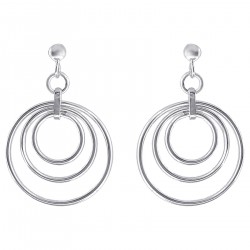 Boucles d'oreilles 3 anneaux en Argent 925 rhodié