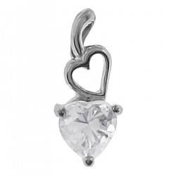 Pendentif Coeur en Argent 925 rhodié et Oxyde Zirconium