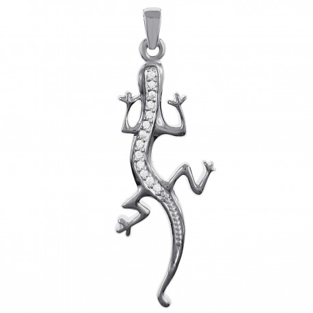 Pendentif Salamandre en Argent 925 rhodié et Oxydes Zirconium