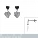 Boucles d'oreilles Coeur en Argent 925 rhodié et Oxydes Zirconium noirs et blancs