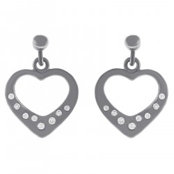 Boucles d'oreilles Coeur en Argent 925 rhodié et Oxydes Zirconium