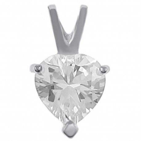 Pendentif Coeur en Argent 925 rhodié et Oxyde Zirconium