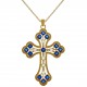 Pendentif Croix Gothique Plaqué or 18 carats et Oxydes de Zirconium