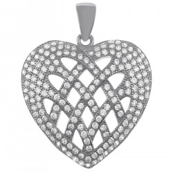 Pendentif Coeur en Argent 925 rhodié et Oxydes Zirconium