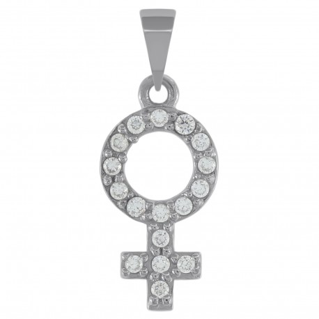 Pendentif symbole Féminin en Argent 925 rhodié et Oxydes de Zirconium