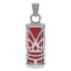 Pendentif Tiki en Argent 925 Rhodié et Agate rouge