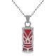 Pendentif Tiki en Argent 925 Rhodié et Agate rouge