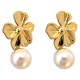 Boucles d'oreilles Fleur en acier doré 304L et Perle