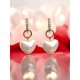 Boucles d'oreilles créoles coeur en acier doré 304L, Cristal et Perle